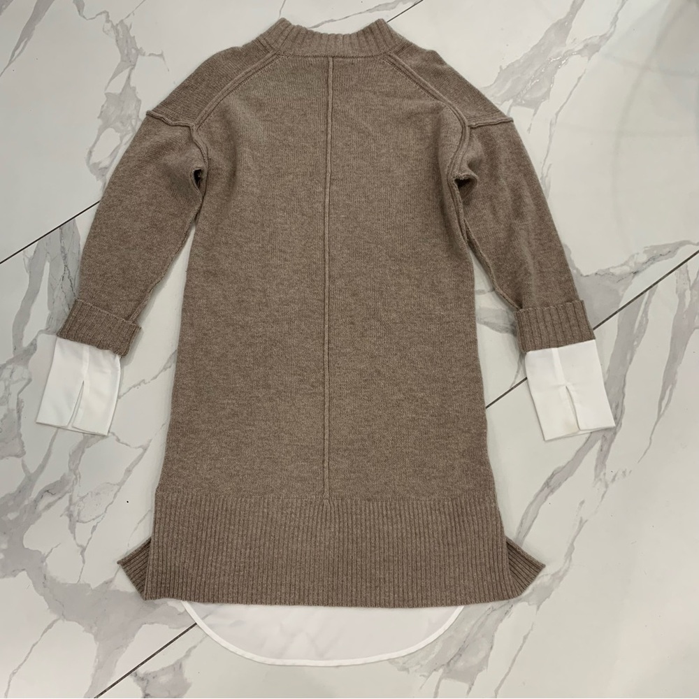 Brochu Walker Sweater Dress Sz Small Tan Layered Wool Cashmere Blend Long Sleeve